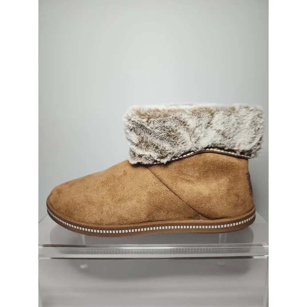Skechers Women's Keepsakes Ankle Boots Booties Chestnut Brown Sz 8 Faux Fur